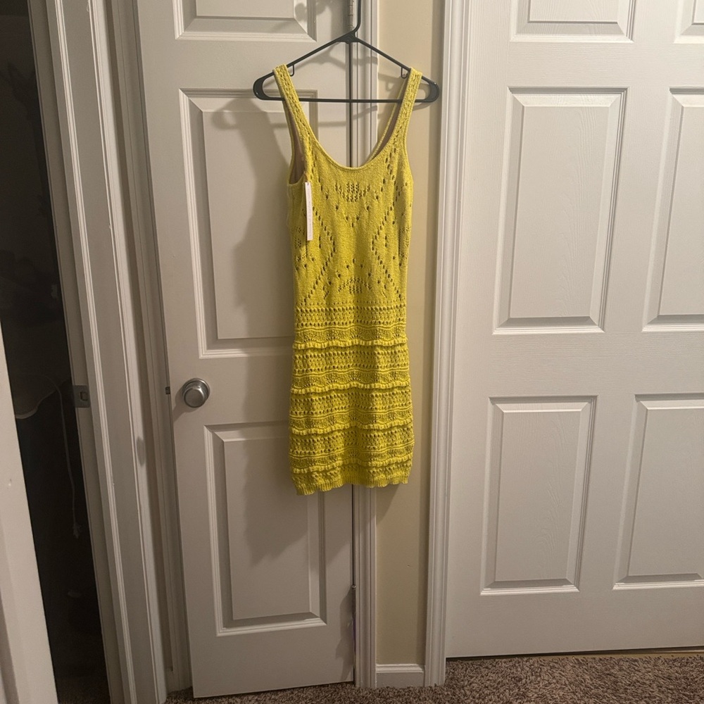 Yellow Crochet Mini Dress - Picture 3 of 3